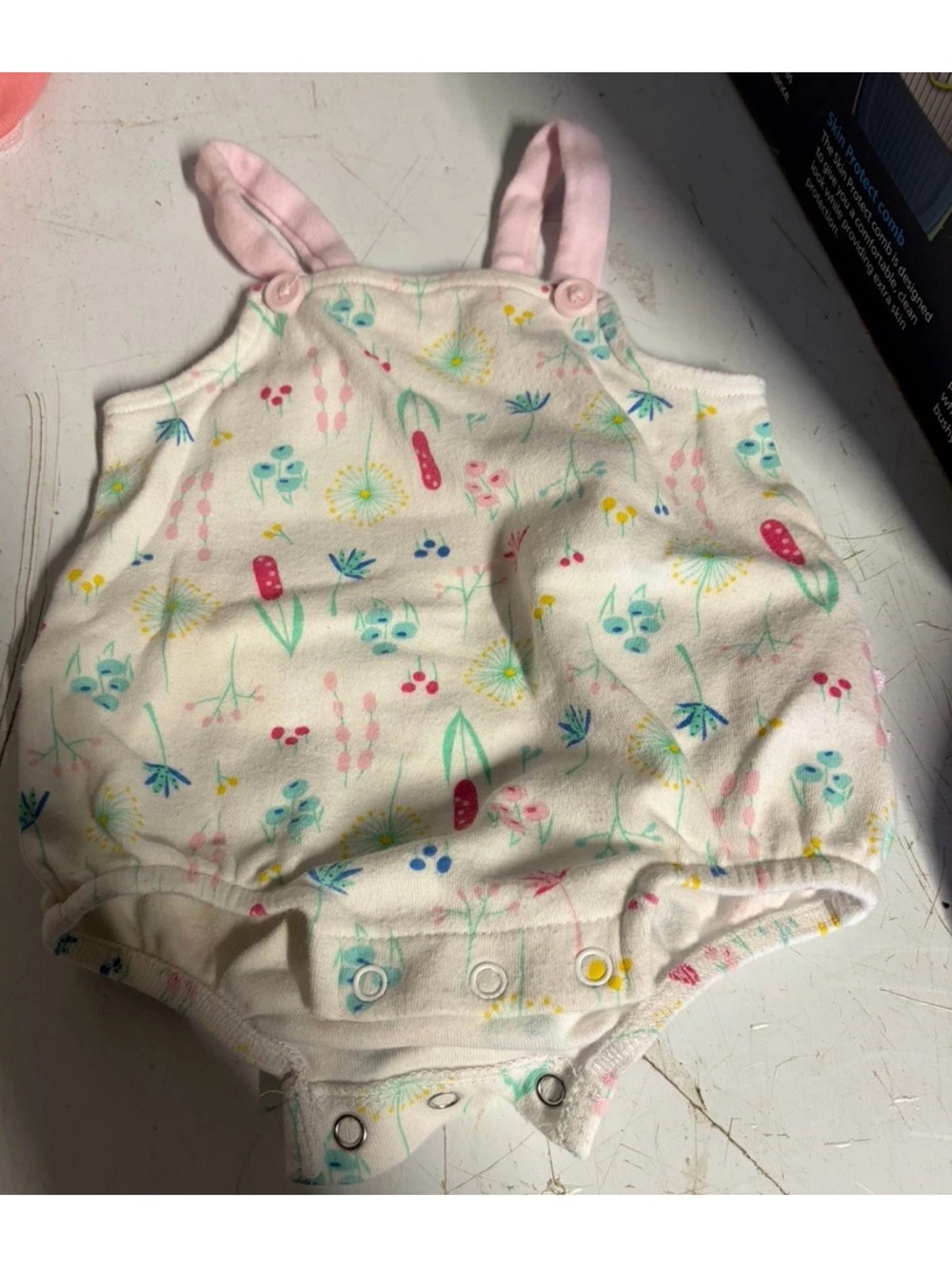 Baby Floral Romper with Pink Straps